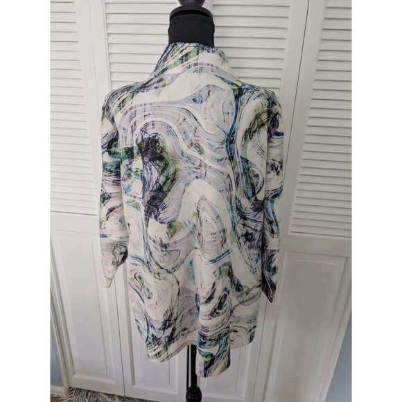 LIOR Paris Vanya Swing Jacket Women XL Cream Purple Swirl Art to Wear Lagenlook - Picture 10 of 14